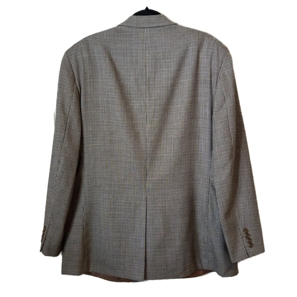 Lauren Ralph Lauren Blazer Jacket Men 46R Brown Houndstooth Wool Single Breasted